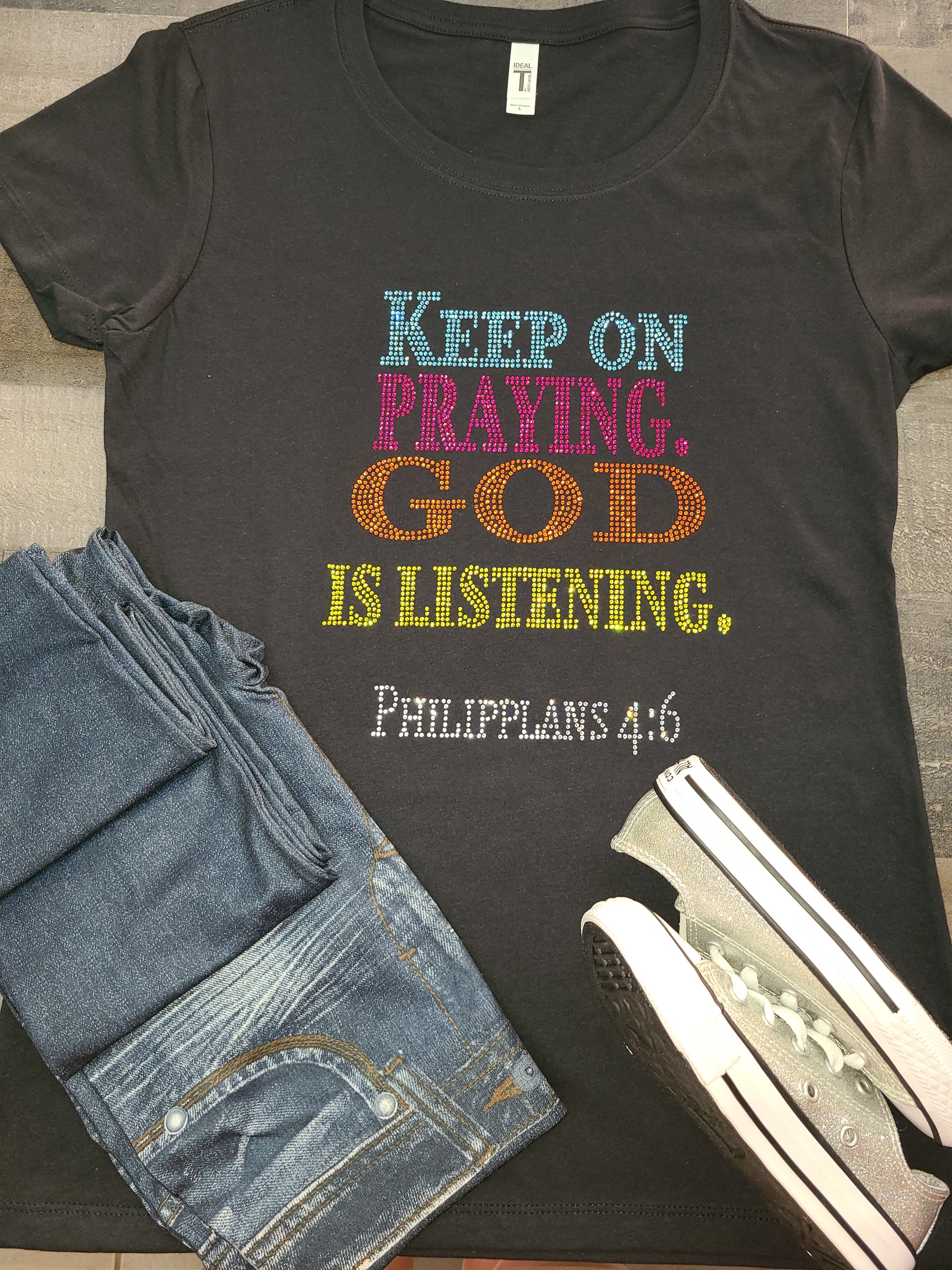 Keep Praying Bling Tee