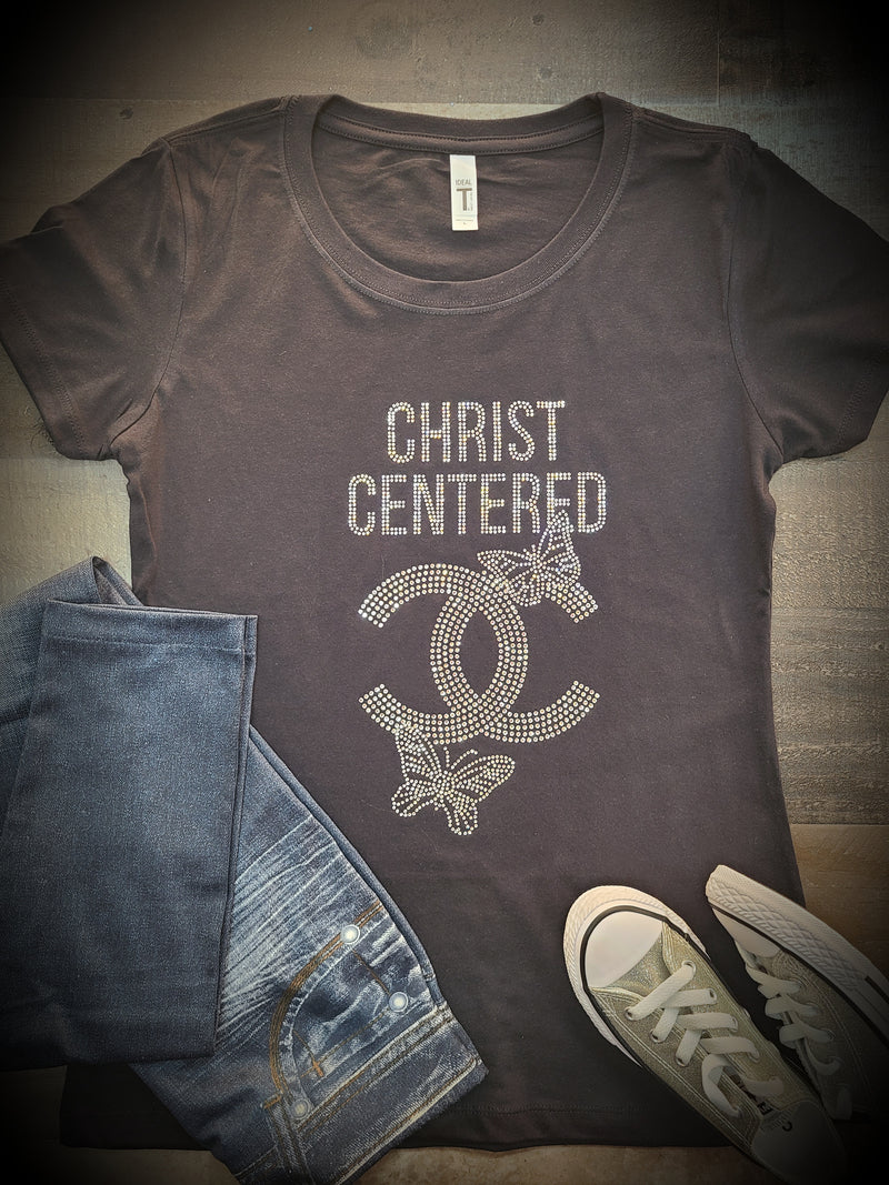 Christ Centered Butterfly Bling Tee (Luxe)