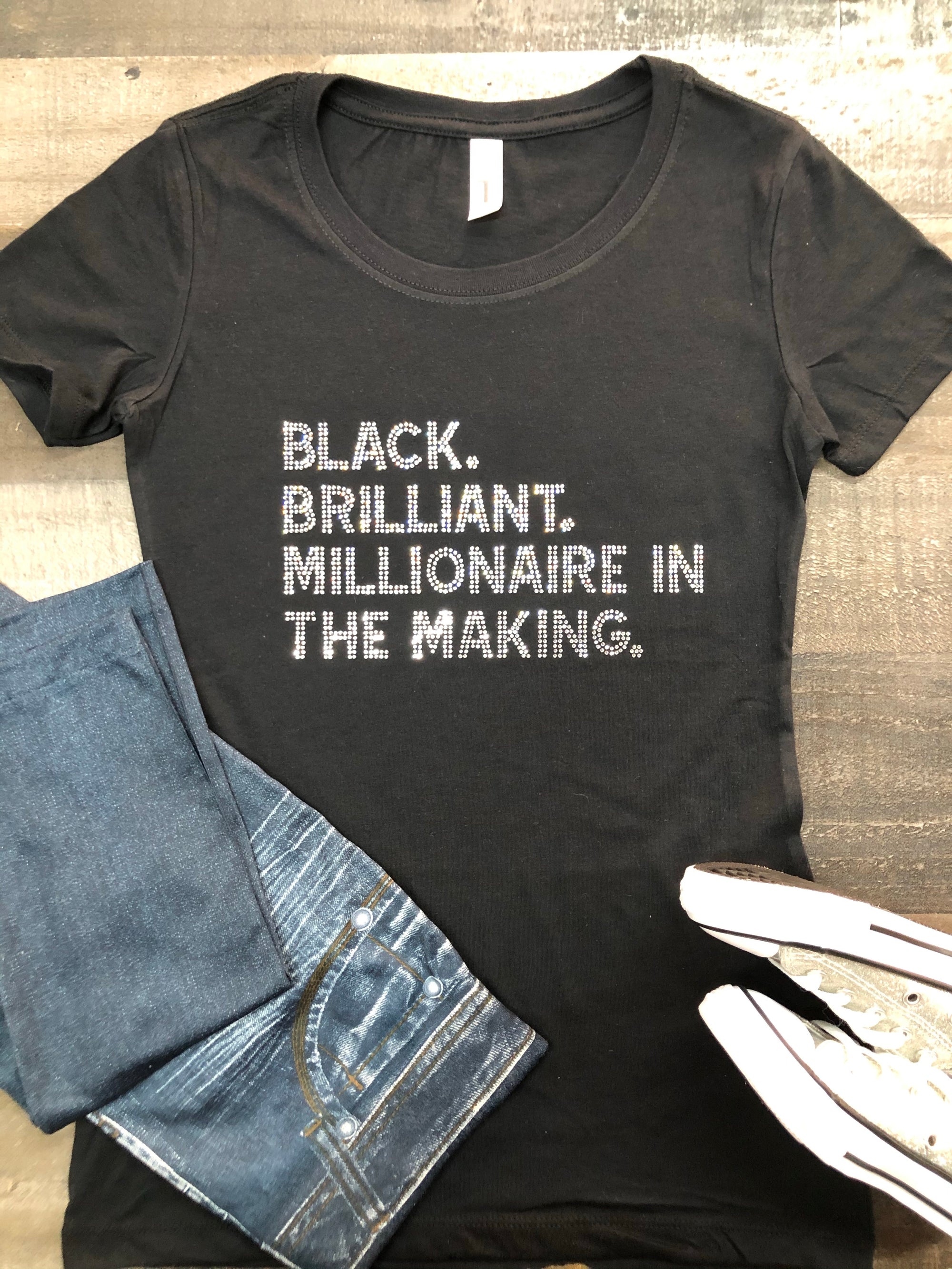 Black Brilliant Millionaire In The Making Bling Tee