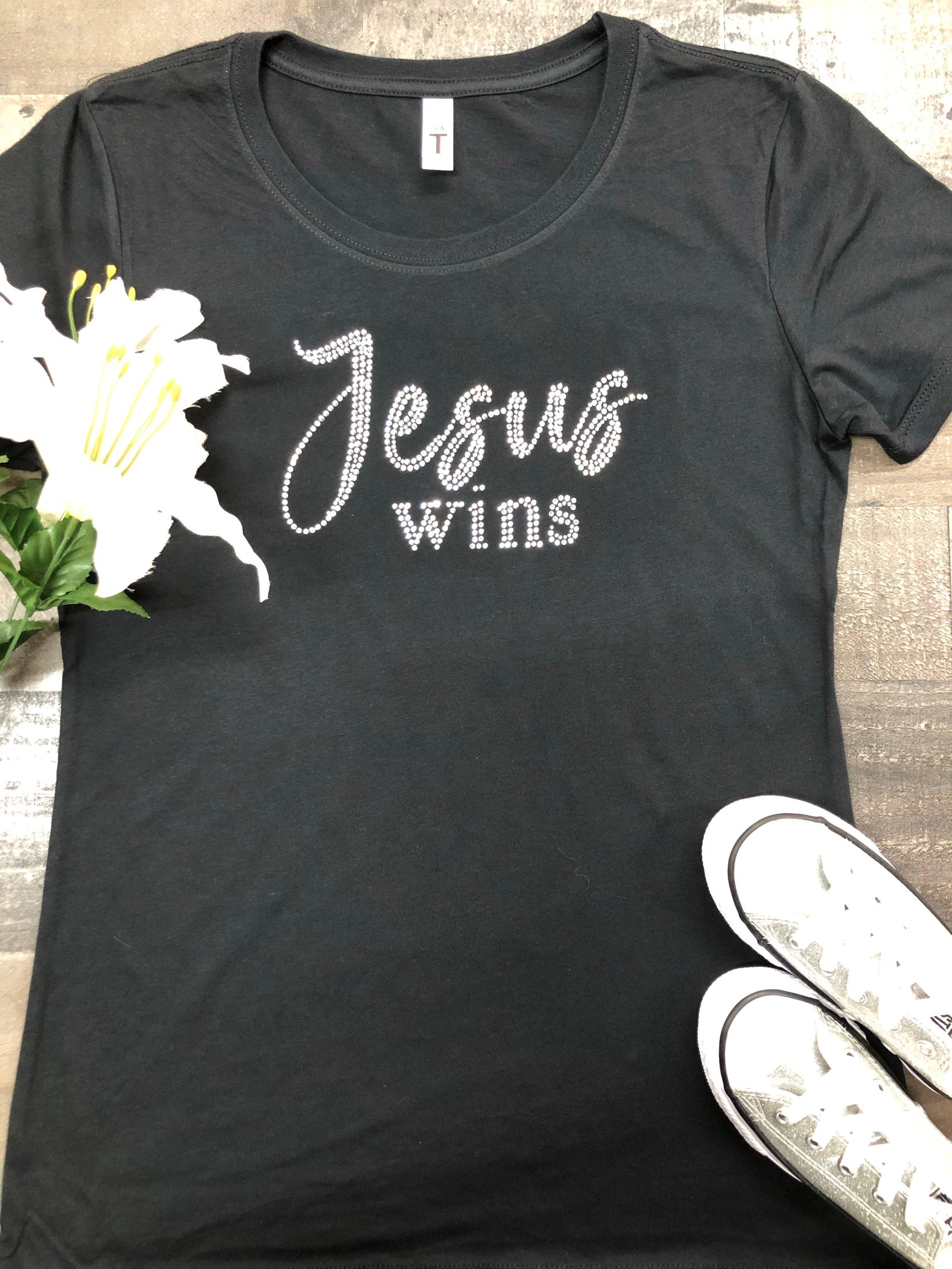 Jesus Wins Bling Tee/Hoodie/Long Sleeve-New