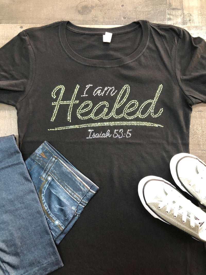 I am Healed (peridot) Bling Tee/Hoodie/Long Sleeve -New